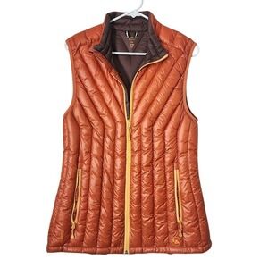 BIG AGNES Late Lunch Down Puffer Vest Orange Hiking Gorpcore Size Large